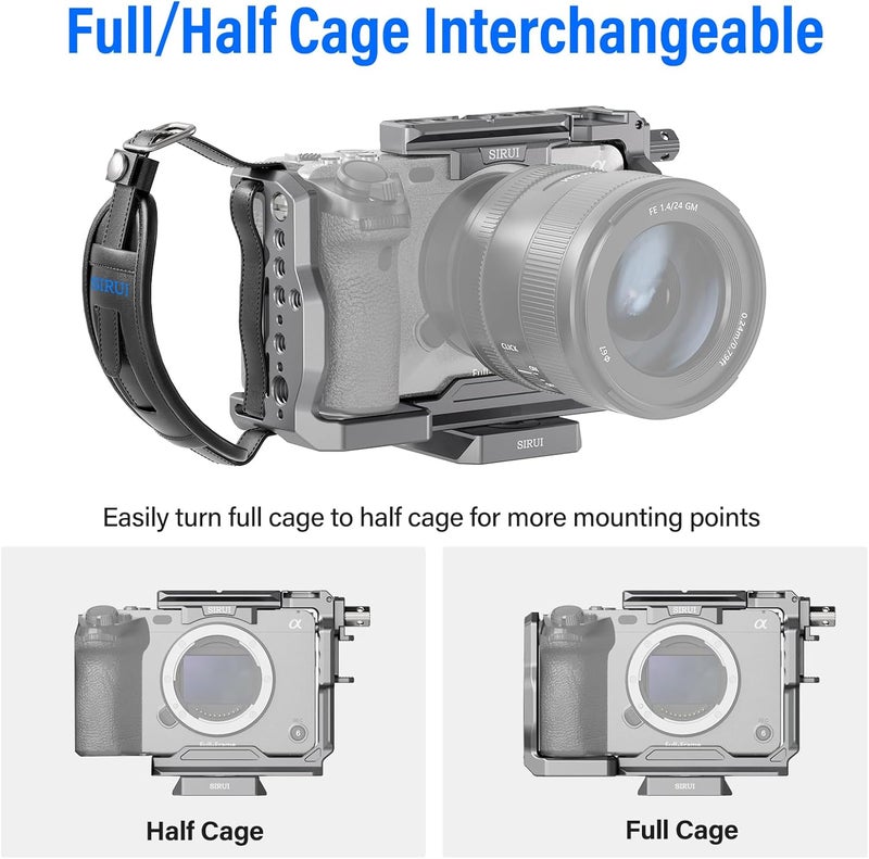 sirui Camera Cage for Sony FX 3 FX30 with Wrist Strap Cable Clamp for HDMI NATO Rail, QR Plate for Arca-Swiss, Compatible with Sony XLR Handle and Compatible with DJI RS2 RS3 Gimbal, Grey - Image 3